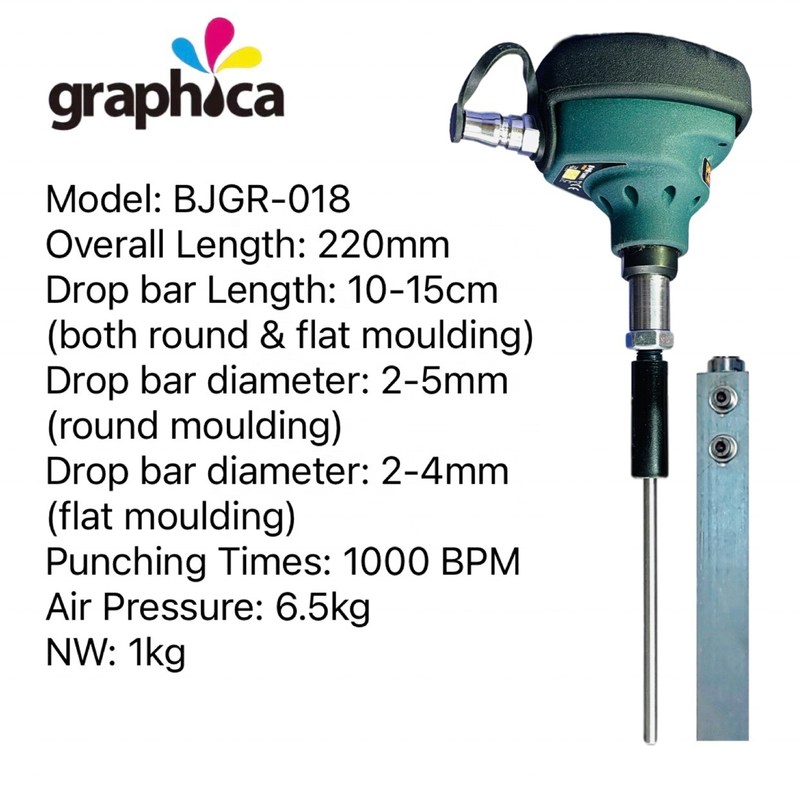 Strumento pneumatico portatile per la rimozione dei fori interni per il taglio a strisce grafico
